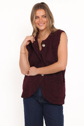 Avery Knit Vest - Wine